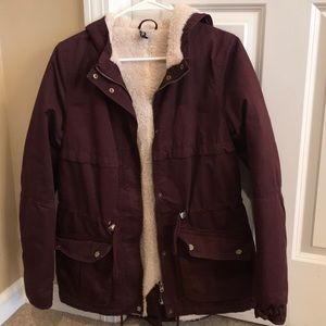 Maroon Faux Fur Jacket